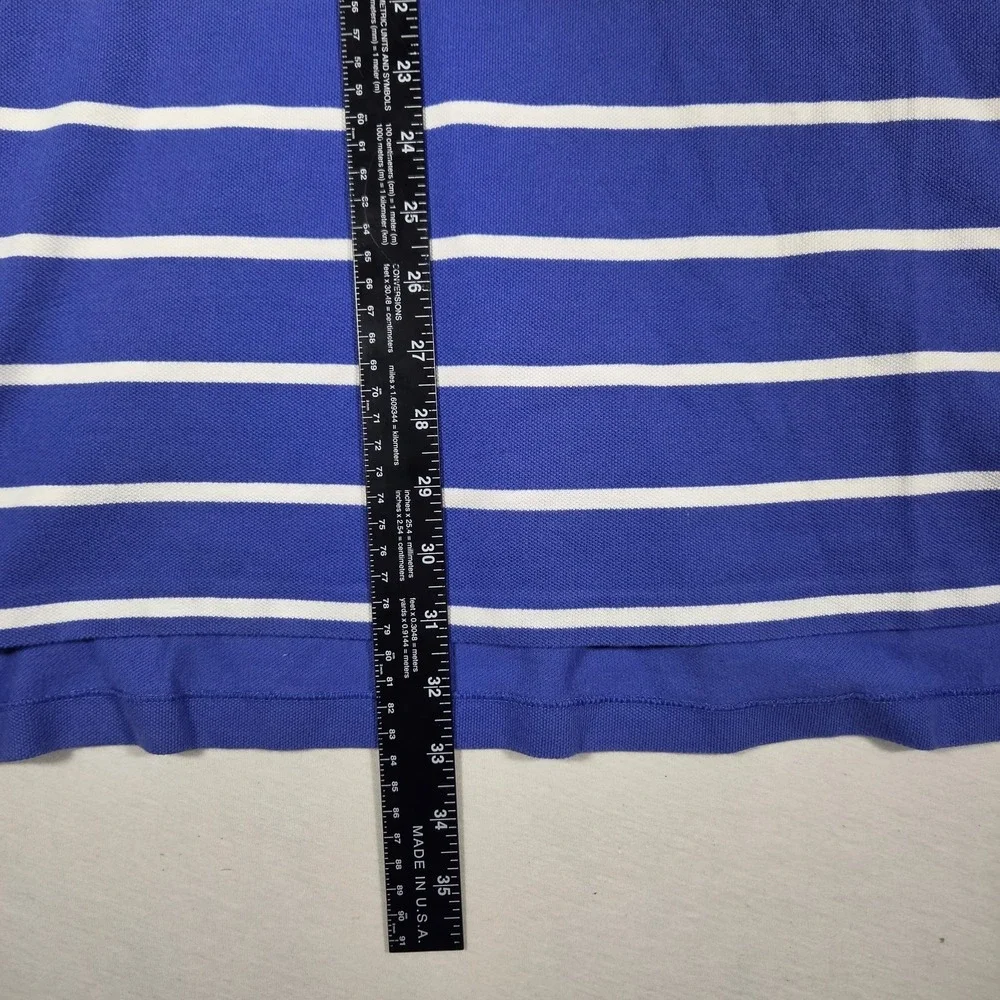 Vintage‎ Polo Ralph Lauren Shirt Short Sleeve Collared Blue And White Stripe